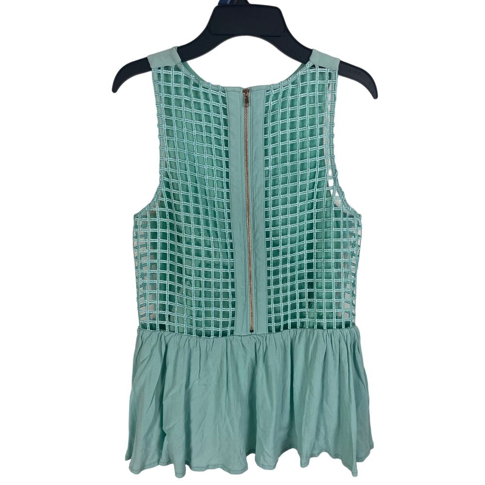 Finders Keepers Womens Way To Go Blue Sleeveless Caged Back Zipper Peplum Top